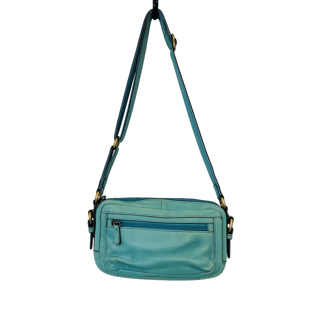 Fossil Aqua Leather Crossbody Bag with Gold Hardware - Picture 3 of 7